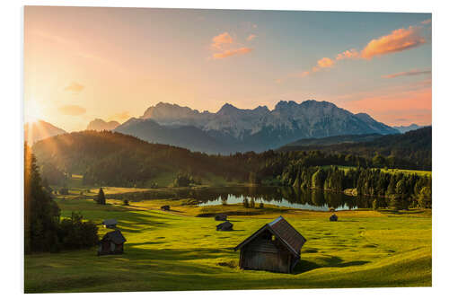 PVC-tavla Sunrise in the Karwendel Mountain at Geroldsee