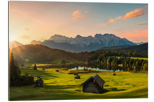 Tableau en plexi-alu Lever du soleil sur le massif des Karwendel