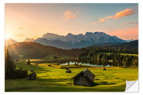 Wall sticker Sunrise in the Karwendel Mountain at Geroldsee