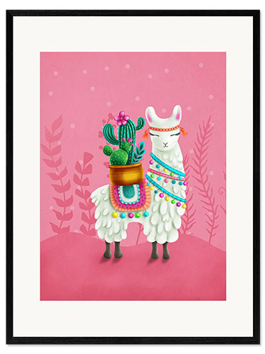 Innrammet kunsttrykk Illustration of a cute llama