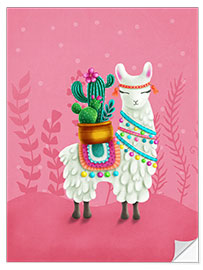 Selvklebende plakat Illustration of a cute llama