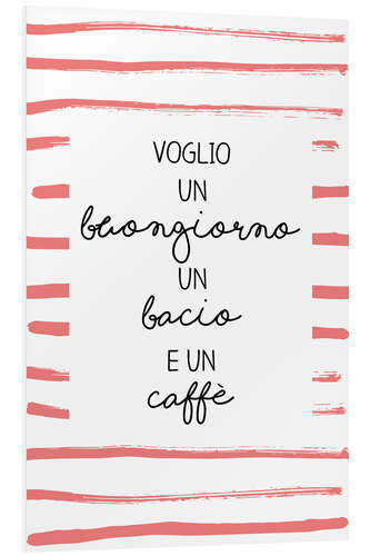 Tableau en PVC Un bonjour, un bisou et un café (italien)