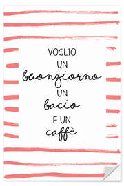 Wandsticker Guten Morgen, Kuss und Kaffee (Italienisch)