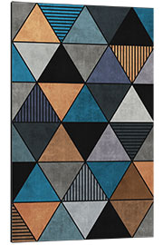 Cuadro de aluminio Colorful Concrete Triangles 2 Blue Grey Brown