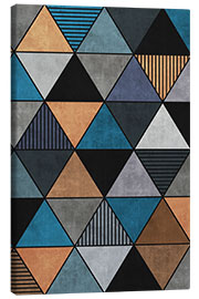 Canvas-taulu Colorful Concrete Triangles 2 Blue Grey Brown