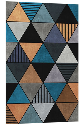 Foam board print Colorful Concrete Triangles 2 Blue Grey Brown