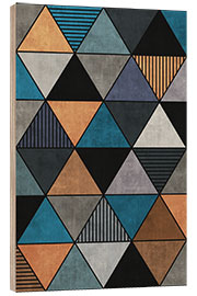 Holzbild Colorful Concrete Triangles 2 Blue Grey Brown