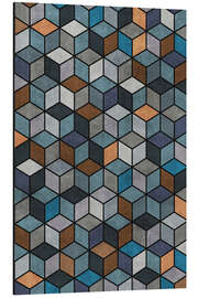 Alubild Colorful Concrete Cubes Blue Grey Brown