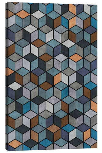 Stampa su tela Colorful Concrete Cubes Blue Grey Brown