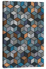 Stampa su tela Colorful Concrete Cubes Blue Grey Brown