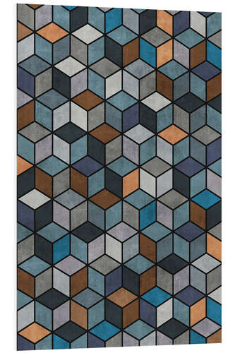 Foam board print Colorful Concrete Cubes Blue Grey Brown