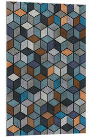 Foam board print Colorful Concrete Cubes Blue Grey Brown