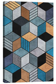 Canvastavla Colorful Concrete Cubes 2 Blue Grey Brown