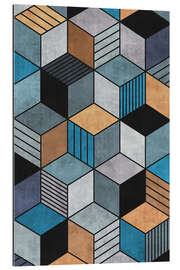 Galleritryk Colorful Concrete Cubes 2 Blue Grey Brown