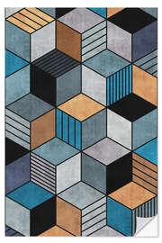 Adesivo murale Colorful Concrete Cubes 2 Blue Grey Brown