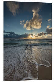 Acrylic print Sunset with groyne on Sylt