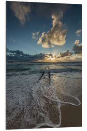 Aluminiumsbilde Sunset with groyne on Sylt