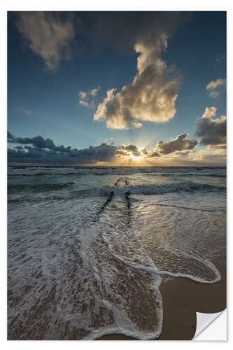 Wall sticker Sunset with groyne on Sylt