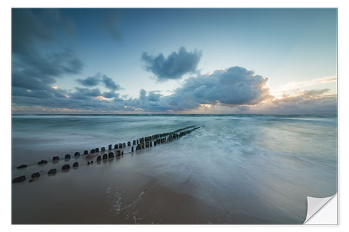 Naklejka na ścianę Groyne in the evening on Sylt (long exposure)