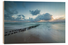 Cuadro de madera Groyne in the evening on Sylt (long exposure)