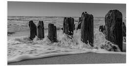 Foam board print Groyne with waves