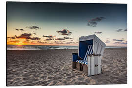 Alubild Strandkorb auf Sylt bei Sonnenuntergang