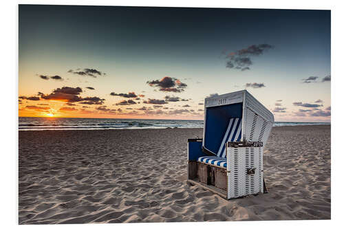 Tableau en PVC Chaise de plage sur Sylt au coucher du soleil