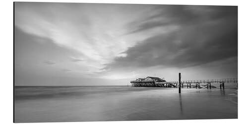 Obraz na aluminium 54Grad beach bar in St.Peter-Ording, b/w