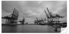 Selvklebende plakat Containerhafen Hamburg Waltershof (long exposure)