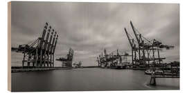 Wood print Containerhafen Hamburg Waltershof (long exposure)