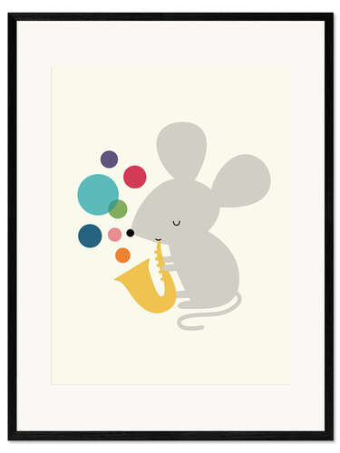 Framed art print Saxophone Mouse