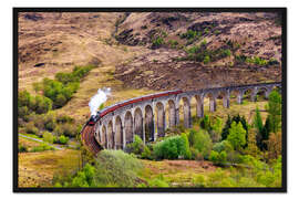 Gerahmter Kunstdruck Glenfinnan viaduct mit einlaufendem Zug