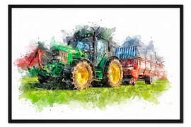Gerahmter Kunstdruck Traktor