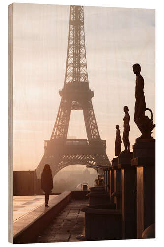Tableau en bois Tour Eiffel depuis le Trocadéro, Paris