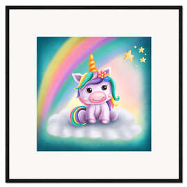 Inramat konsttryck Little baby unicorn