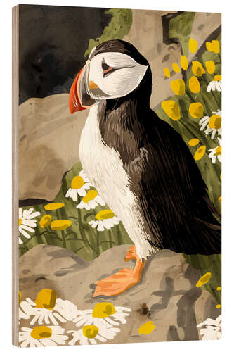 Wood print Puffin
