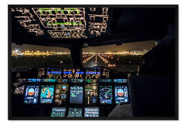 Gerahmter Kunstdruck A380-Cockpit auf der Startbahn