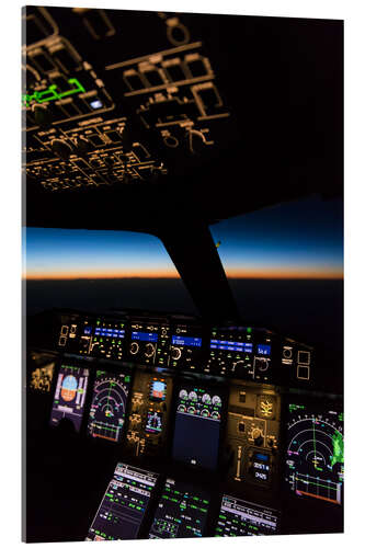 Quadro em acrílico Cockpit de Airbus A380 ao crepúsculo