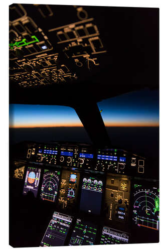 Canvas print Airbus A380 Cockpit at twilight