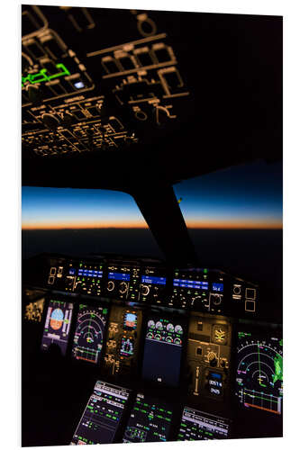 Foam board print Airbus A380 Cockpit at twilight