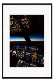 Gerahmter Kunstdruck Airbus A380 Cockpit Dämmerung
