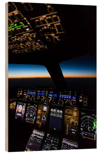 Hout print Airbus A380 Cockpit at twilight