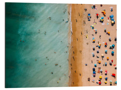 Aluminium print Aerial view of people at the beach in Portugal