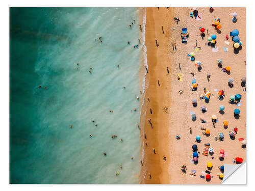 Selvklebende plakat Aerial view of people at the beach in Portugal