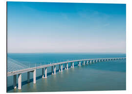 Tableau en aluminium Vue aérienne du pont Vasco de Gama, Lisbonne