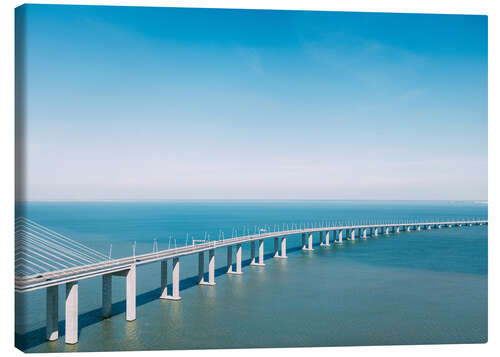 Leinwandbild Vogelperspektive der Vasco da Gama Brücke nach Lissabon