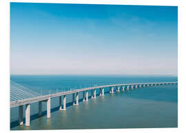 Print på skumplade Aerial view of the Vasco da Gama bridge to Lisbon