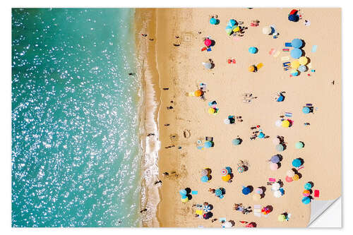 Sticker mural Vue aérienne d'une plage bondée