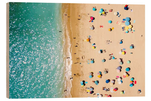 Wood print Aerial View Of People on Summer Holiday