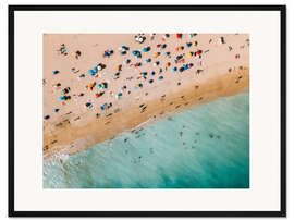 Gerahmter Kunstdruck Urlauber am Strand in Lagos, Portugal
